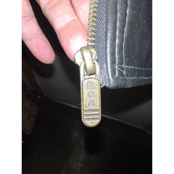 R.G.A. Mens Black Leather Jacket Size XL With Zip Closure & Polyester Lining - Picture 6 of 6